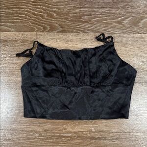 Zara Black Satin Crop Top